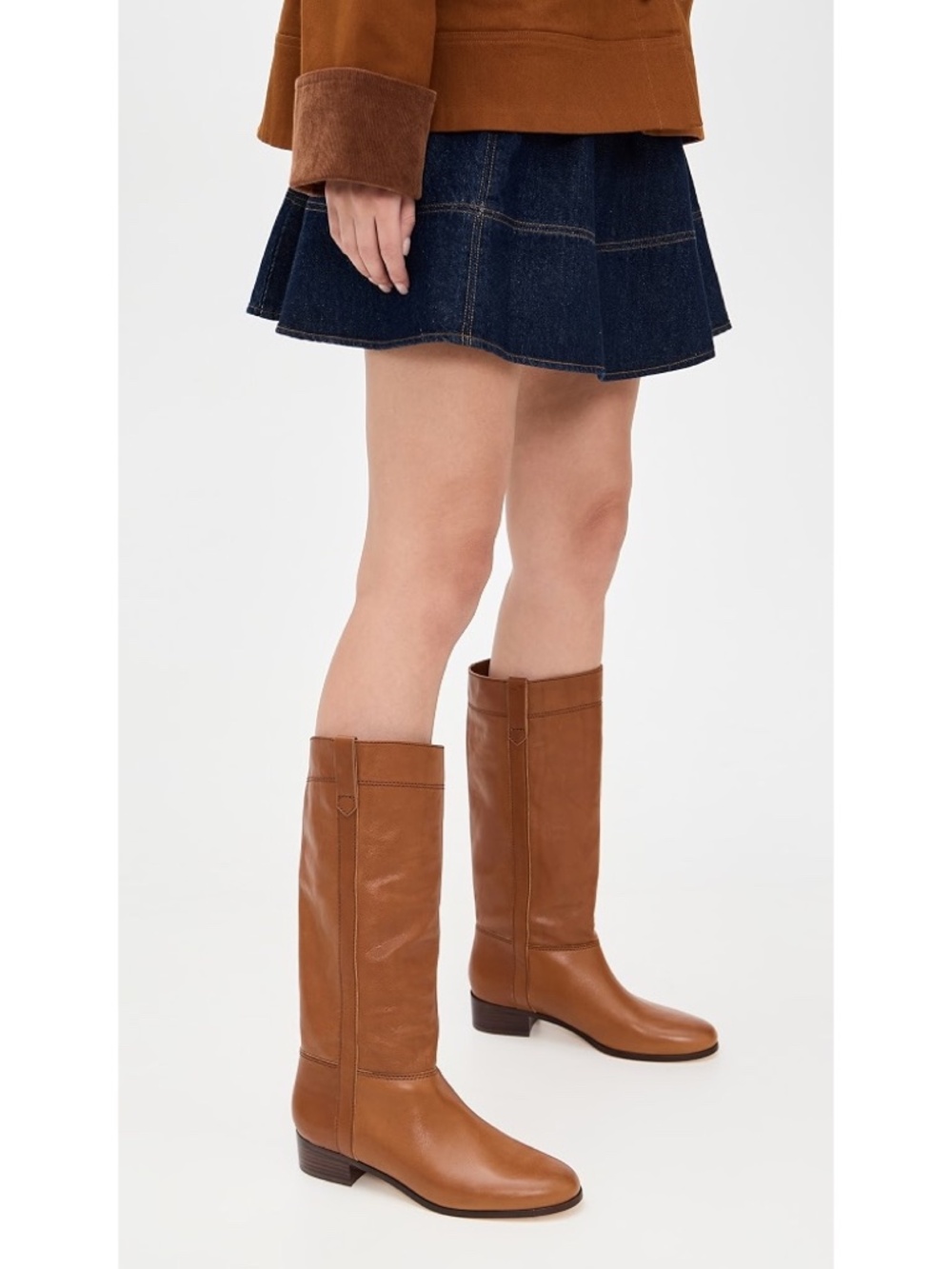 New Veronica Beard Dwyer Boot Caramel Brown Wide Calf Sz 8
